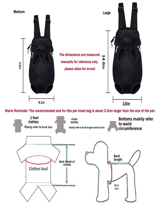 Yehenarn Pet Carrier Backpack, Adjustable Pet Front Carriers for Small Medium Dogs Cats 5-18 Lbs, Legs Out, Dog Cat Carrier Backpack for Hiking,Camping,Traveling,Cycling (Black, Medium（Fit:5-10lb）) - Image 2